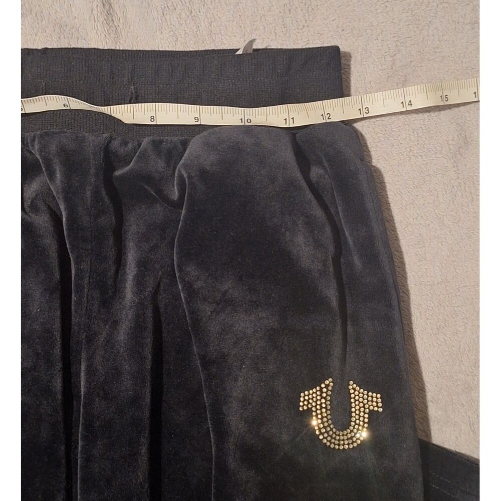 TRUE RELIGION-Velour Women XS Joggers-Black Velvet Sweatpants-Straight Leg - Picture 7 of 11